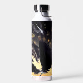 Bouteille D'eau Nom personnalisé Mariage moderne Noir Plumes dorée (Gauche)