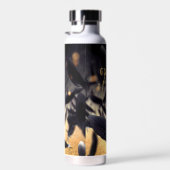 Bouteille D'eau Nom personnalisé Mariage moderne Noir Plumes dorée (Plage)