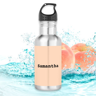 Bouteille D'eau Nom personnalisé minimaliste simple pêche clair