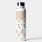 Bouteille D'eau Nom personnalisé moderne Monogram Floral (Plage)