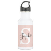 Bouteille D'eau Nom personnalisé moderne Monogram Pastel Rose (Devant)