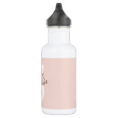 Bouteille D'eau Nom personnalisé moderne Monogram Pastel Rose (Droite)