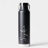 Bouteille D'eau Nom personnalisé moderne Script Mariage noir cadea (Avant)