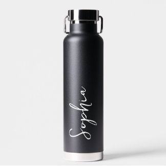 Bouteille D'eau Nom personnalisé moderne Script Mariage noir cadea