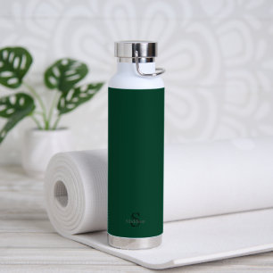 Bouteille D'eau Nom personnalisé Monogramme Vert Emeraude Noir