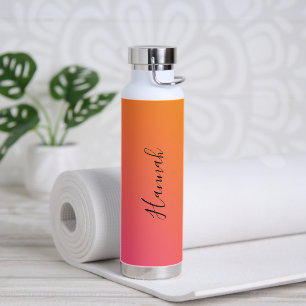 Bouteille D'eau Nom personnalisé orange rose dégradé