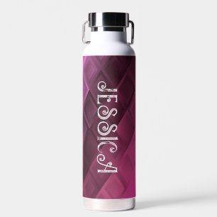 Bouteille D'eau Nom personnalisé pink ombres formes
