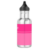 Bouteille D'eau Nom personnalisé simple et joli rose chaud rayé (Droite)