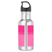 Bouteille D'eau Nom personnalisé simple et joli rose chaud rayé (Dos)