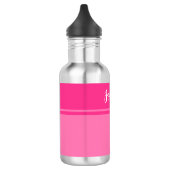 Bouteille D'eau Nom personnalisé simple et joli rose chaud rayé (Gauche)