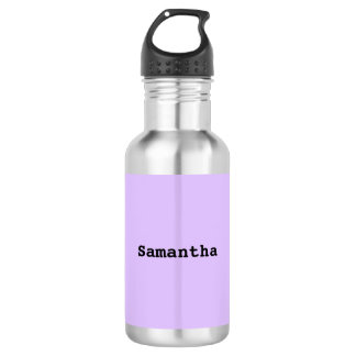 Bouteille D'eau Nom personnalisé simple et minimaliste violet clai