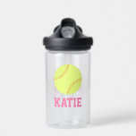 Bouteille D'eau Nom personnalisé Softball Jersey<br><div class="desc">Design sportif pour enfants personnalisé.</div>