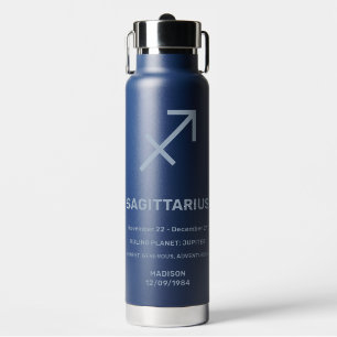 Bouteille D'eau Nom personnalisé / Texte Symbole zodiaque Sagittar