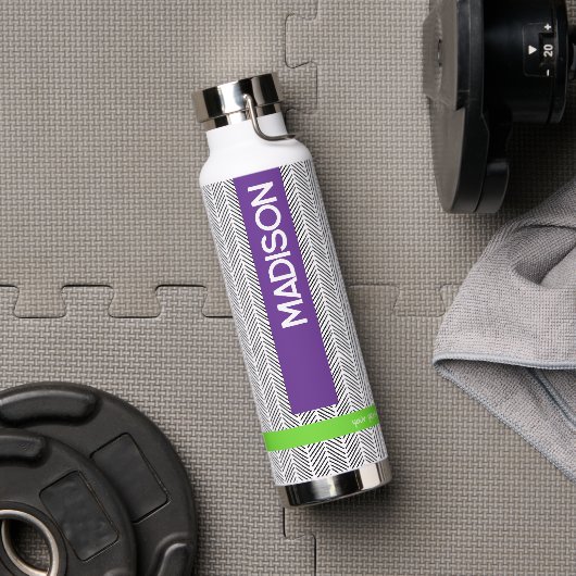 Bouteille D'eau Nom personnalisé | Voyage personnalisé (Salle de sport (pivotée))
