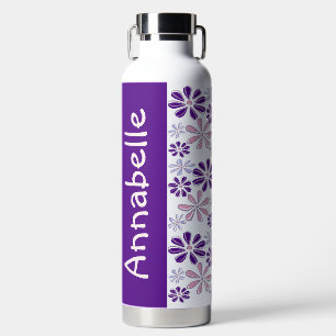 Bouteille D'eau Nom Pink Indigo Blue Flower Motif