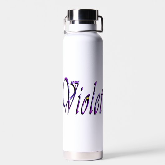 Bouteille D'eau Nom Violet Floral Pourpre, (Arrière)