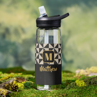 Bouteille D'eau Noms personnalisés en noir et gris Duo