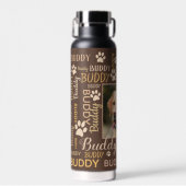 Bouteille D'eau Noms photo personnalisés | Chien Brown (Avant)