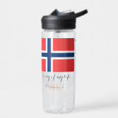 Bouteille D'eau NORVÈGE - monogrammed, texte amusant, drapeau norv (Gauche)