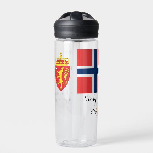 Bouteille D'eau NORVÈGE - monogrammed, texte amusant, drapeau norv (Extérieur)