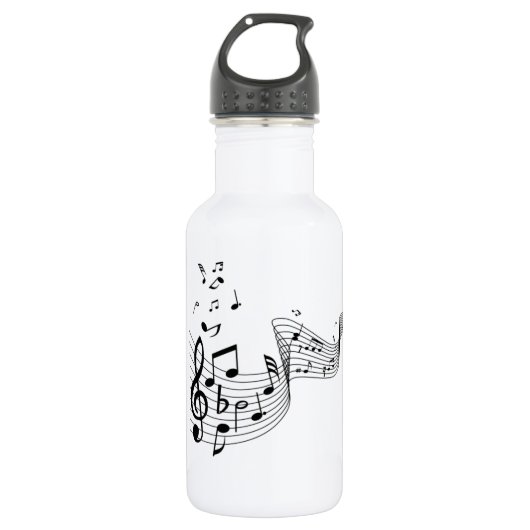 Bouteille D'eau Notes de musique sur argent (Devant)
