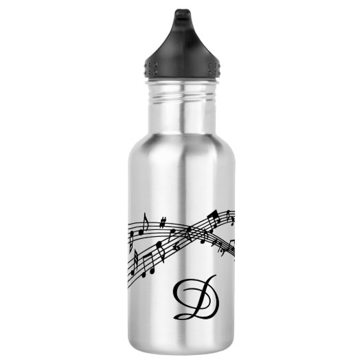 Bouteille D'eau Notes musicales Nom du script du monogramme (Droite)