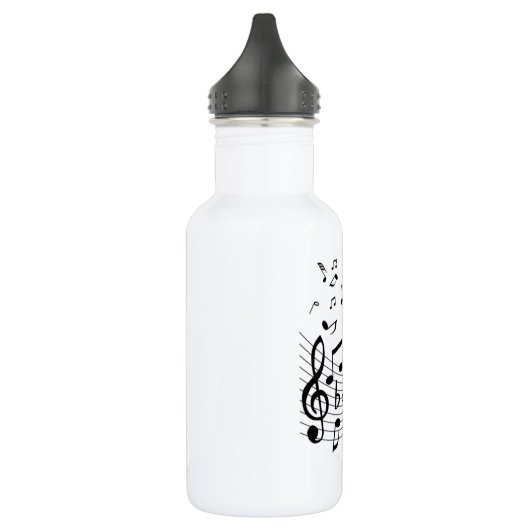 Bouteille D'eau Notes musicales sur Argent (Gauche)