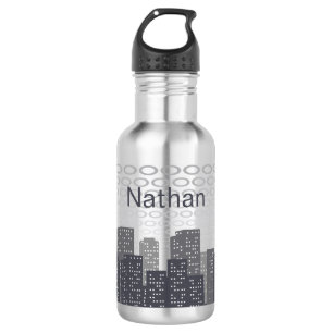 Bouteille D'eau Nuances de gris de paysage urbain personnalisé