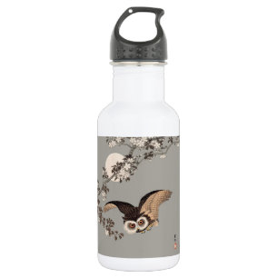 Bouteille D'eau Nuit Japonaise Chouette Lune Bois Coupe Flying Nig