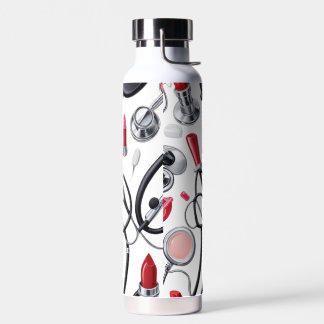 Bouteille D'eau Nurse Glam – Stethoscope & Lipstick Pattern