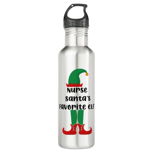 Bouteille D'eau Nurse Santa's Favorite Elf Funny Nurse Christmas (Devant)