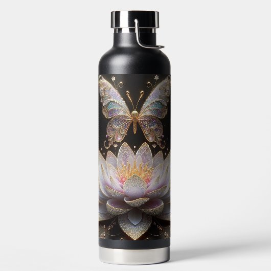 Bouteille D'eau Nymphéa & Papillon Pailleté (Droite)