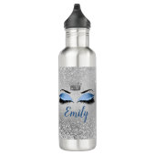 Bouteille D'eau Océan bleu bleu Parties scintillant yeux Monogramm (Droite)