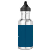Bouteille D'eau Ocean Blue Plain Élégant Moderne Calligraphie Nom (Droite)