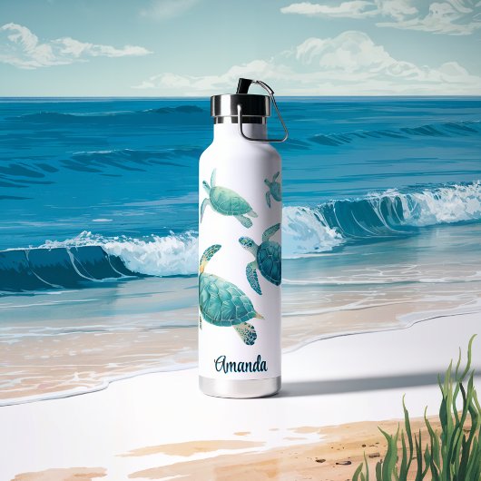 Bouteille D'eau Océan Blue Sea Turtle Trio Aquarelle