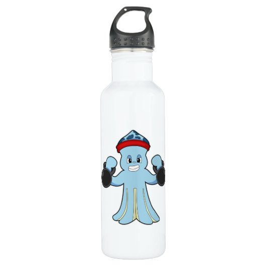 Bouteille D'eau Octopus comme Bodybuilder avec des cloches (Devant)