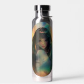 Bouteille D'eau Oeuvre d'Anime Girl entourée de Rainbow Light (Gauche)