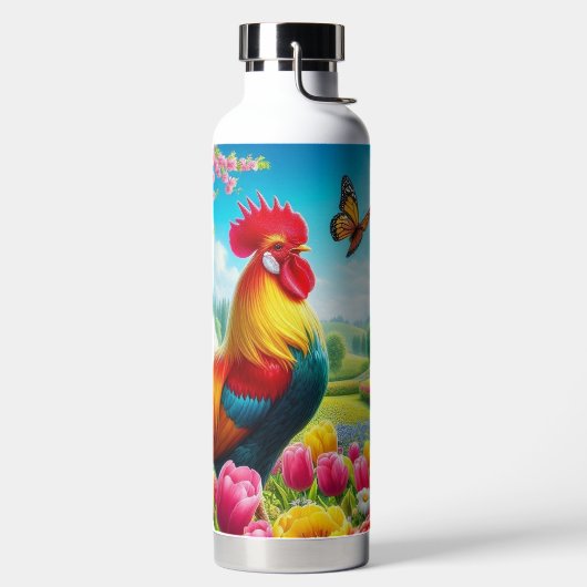 Bouteille D'eau OEuvre florale/de printemps/de poulet (Droite)
