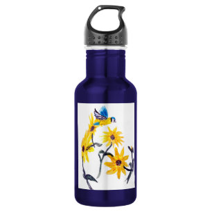 Bouteille D'eau Oiseau floral Art Tournesol jaune