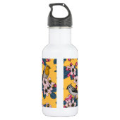 Bouteille D'eau Oiseaux et fleurs sur le jaune (Dos)