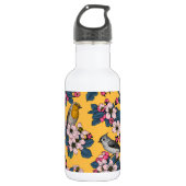 Bouteille D'eau Oiseaux et fleurs sur le jaune (Devant)