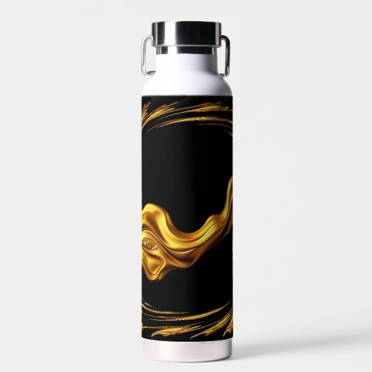 Bouteille D'eau Opulent Swirl Liquid Gold Black Monochrome Christi (Avant)
