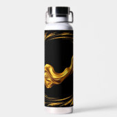 Bouteille D'eau Opulent Swirl Liquid Gold Black Monochrome Christi (Arrière)