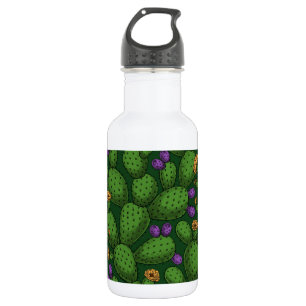 Bouteille D'eau Opuntie de floraison sur vert foncé