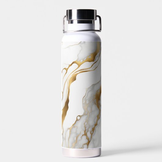 Bouteille D'eau Or et Marbre blanc Abstrait (Arrière)