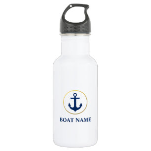Bouteille D'eau Or nautique de bleu d'Ancre de nom de bateau
