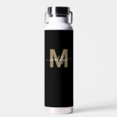 Bouteille D'eau Or Noir Moderne Initial Nom Monogramme (Avant)