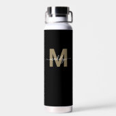 Bouteille D'eau Or Noir Moderne Initial Nom Monogramme (Arrière)