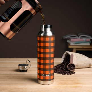Bouteille D'eau Orange and Black Checker