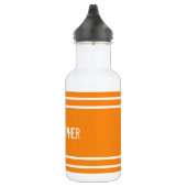 Bouteille D'eau Orange et blanc avec nom et rayures (Droite)